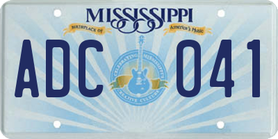 MS license plate ADC041