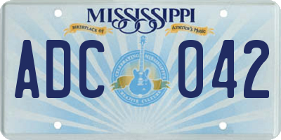 MS license plate ADC042