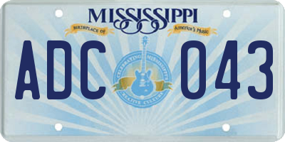 MS license plate ADC043