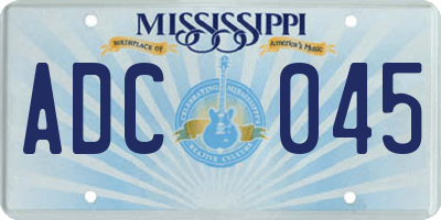 MS license plate ADC045