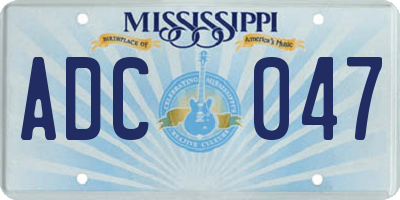 MS license plate ADC047