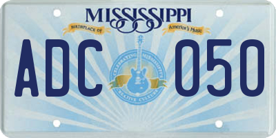 MS license plate ADC050