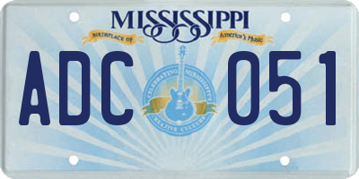 MS license plate ADC051