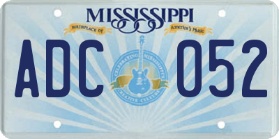 MS license plate ADC052