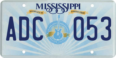 MS license plate ADC053