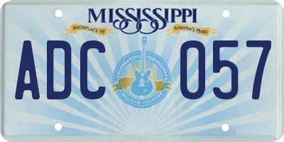 MS license plate ADC057