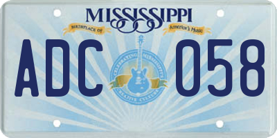 MS license plate ADC058