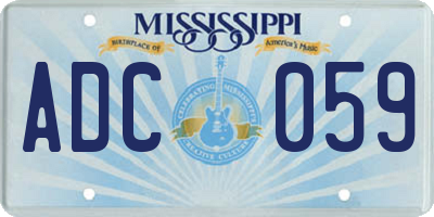 MS license plate ADC059