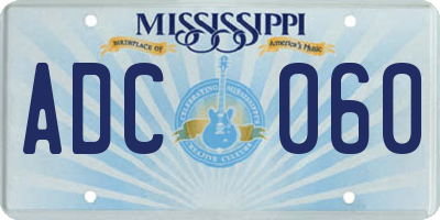 MS license plate ADC060