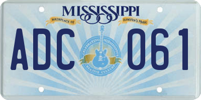 MS license plate ADC061