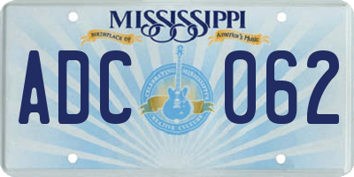 MS license plate ADC062