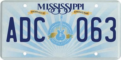 MS license plate ADC063