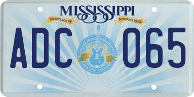 MS license plate ADC065