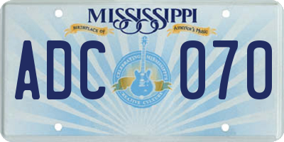 MS license plate ADC070
