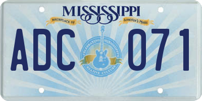 MS license plate ADC071