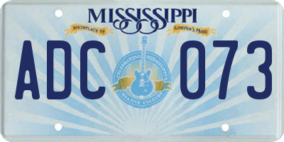 MS license plate ADC073