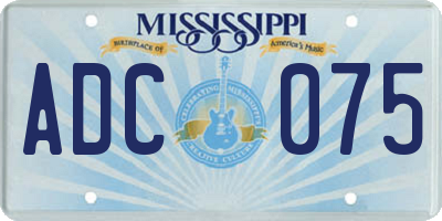 MS license plate ADC075