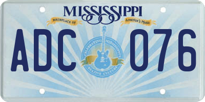 MS license plate ADC076