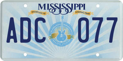 MS license plate ADC077