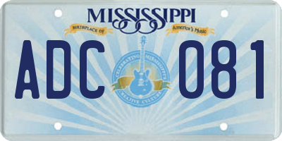 MS license plate ADC081