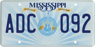 MS license plate ADC092