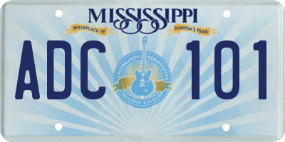 MS license plate ADC101