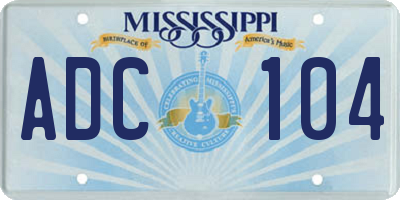MS license plate ADC104