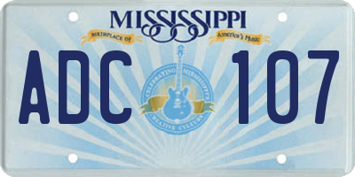 MS license plate ADC107