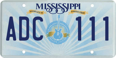 MS license plate ADC111