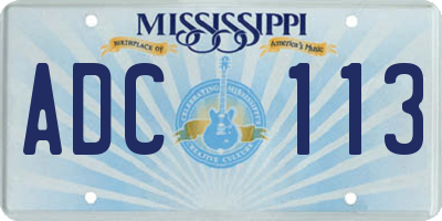 MS license plate ADC113