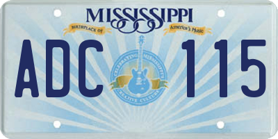 MS license plate ADC115