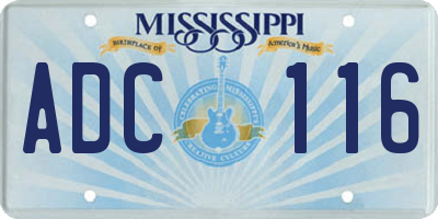 MS license plate ADC116