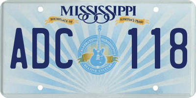 MS license plate ADC118