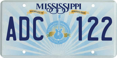 MS license plate ADC122