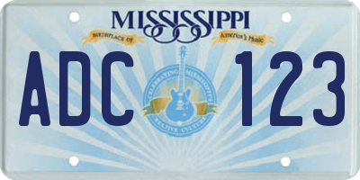 MS license plate ADC123
