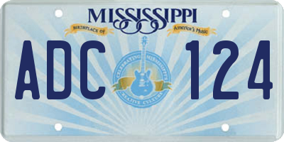 MS license plate ADC124