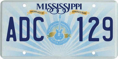 MS license plate ADC129