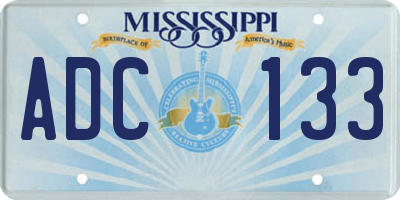 MS license plate ADC133