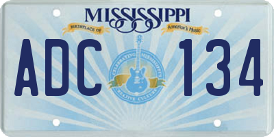 MS license plate ADC134