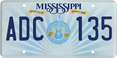 MS license plate ADC135