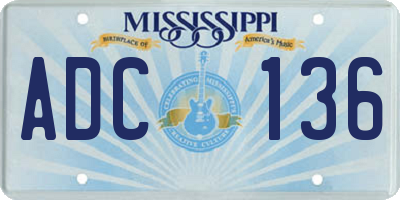 MS license plate ADC136
