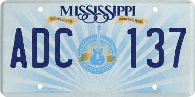 MS license plate ADC137