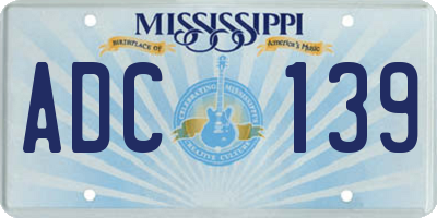 MS license plate ADC139