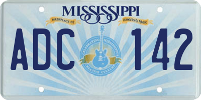 MS license plate ADC142