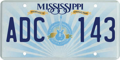 MS license plate ADC143