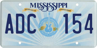 MS license plate ADC154