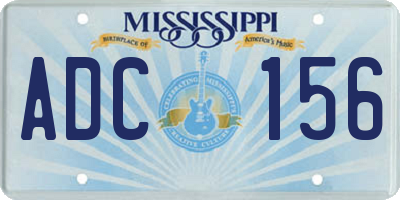 MS license plate ADC156