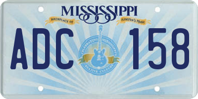MS license plate ADC158