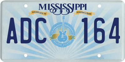 MS license plate ADC164