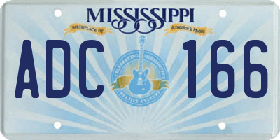 MS license plate ADC166